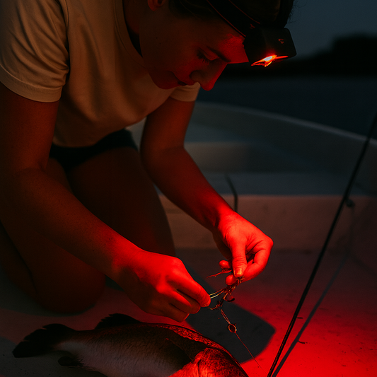 titan-range-th10-headlamp-night-scene-unhooking-a-fish